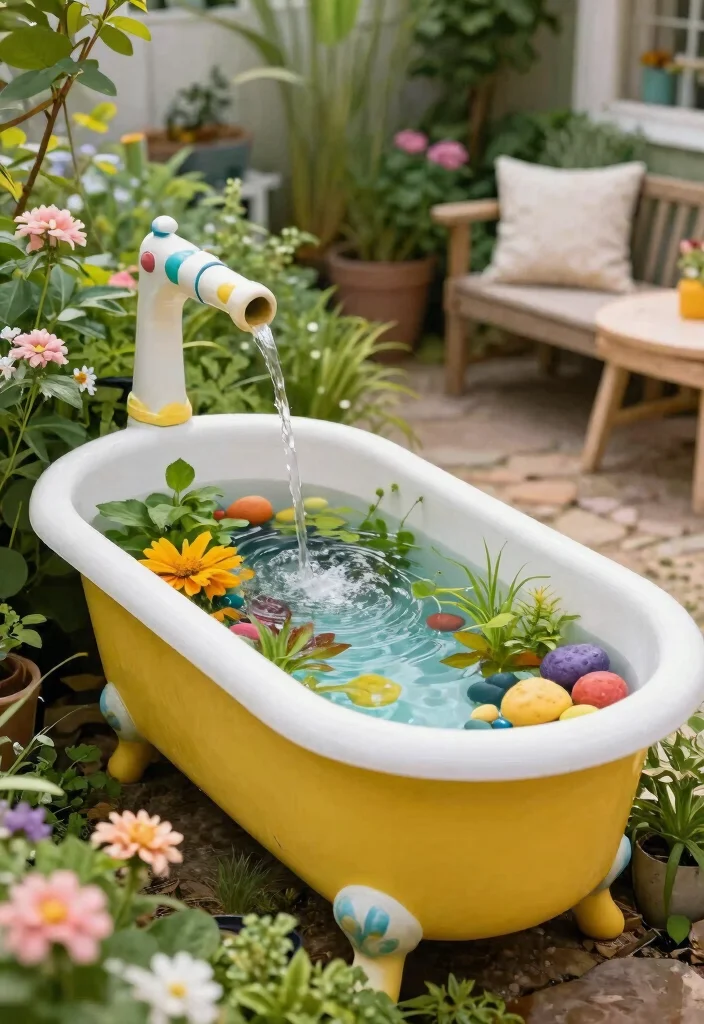 12 Water Trough Fountain Ideas for a Rustic Garden Focal Point 4. Repurposed Bathtub Fountain 0
