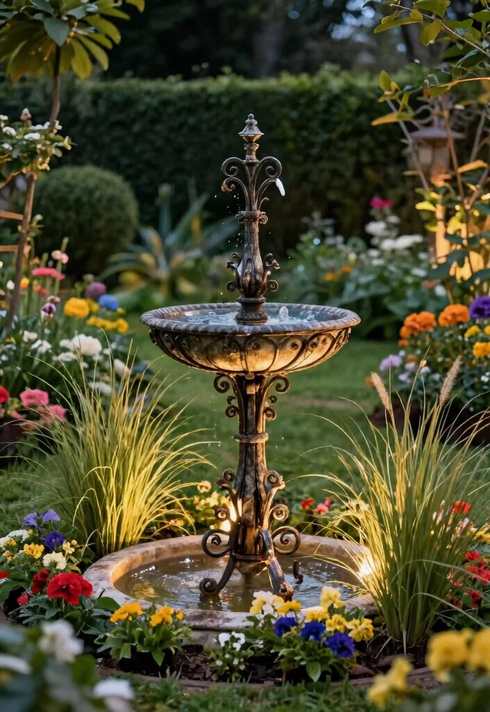 12 Water Trough Fountain Ideas for a Rustic Garden Focal Point 8. Wrought Iron Trough with Elegant Features 0