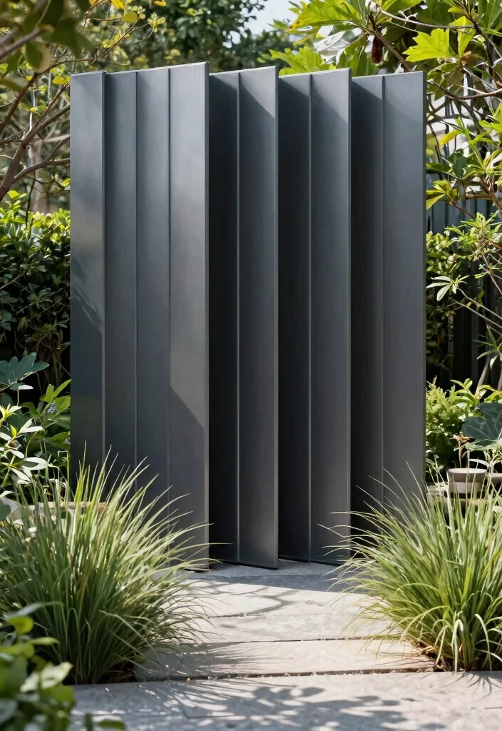 14 Aluminum Fence Concepts for a Sleek Low Maintenance Yard 1. Sleek Vertical Panels for a Chic Look 0
