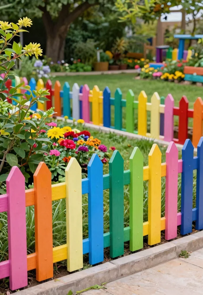 14 Aluminum Fence Concepts for a Sleek Low Maintenance Yard 13. Artistic Multicolor Fencing 0