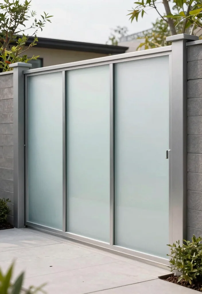 14 Aluminum Fence Concepts for a Sleek Low Maintenance Yard 14. Frosted Glass and Aluminum Combination 0