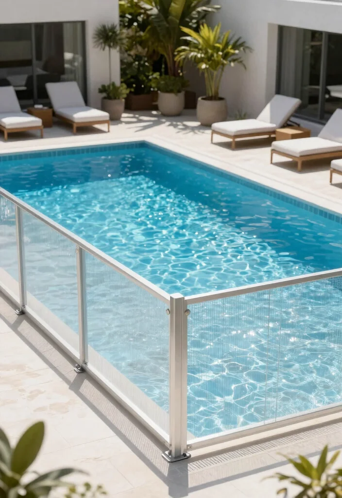 14 Aluminum Fence Concepts for a Sleek Low Maintenance Yard 5. Poolside Aluminum Fencing 0