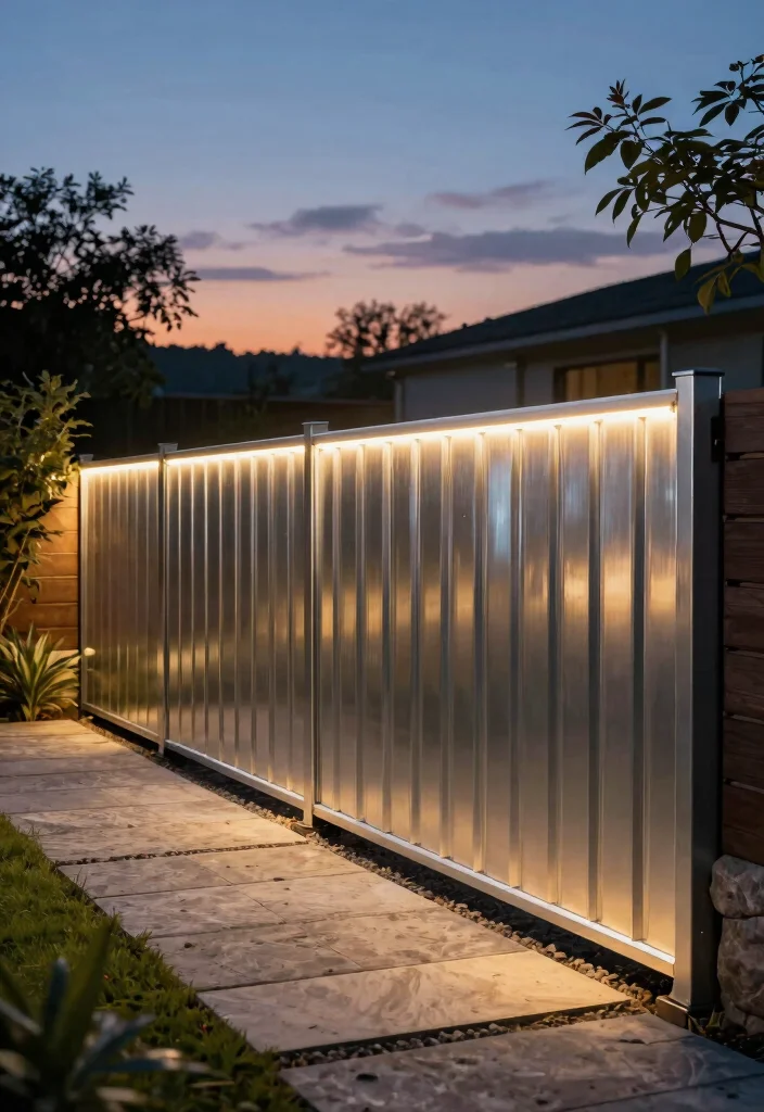14 Aluminum Fence Concepts for a Sleek Low Maintenance Yard 7. Aluminum Fencing with Lighting Features 0