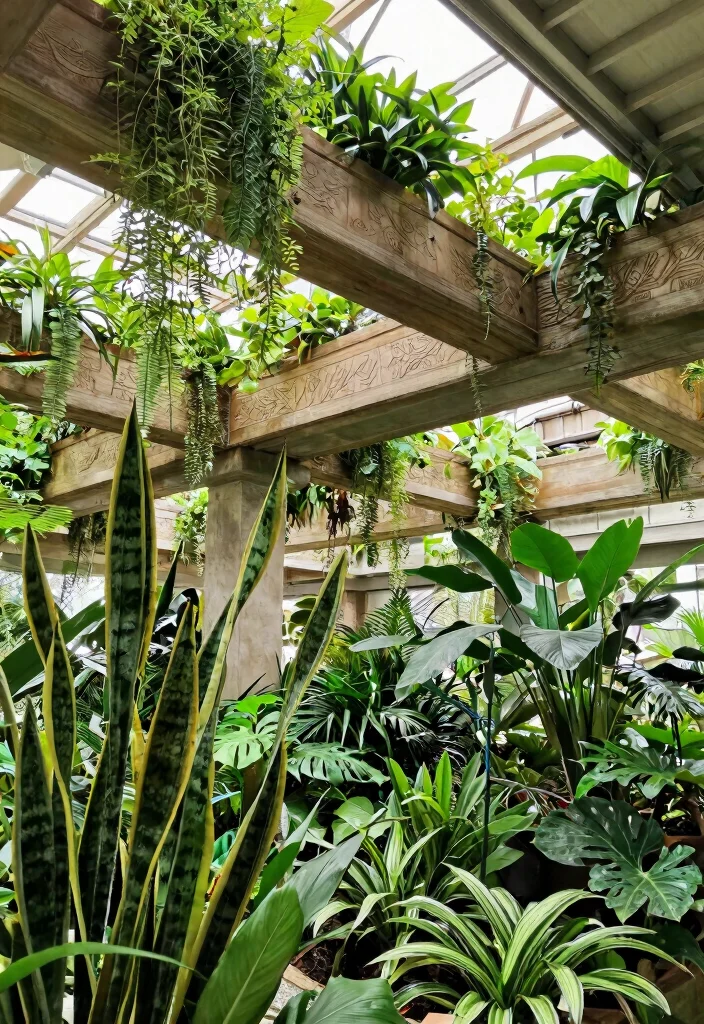 14 Ceiling Beam Ideas That Add Character to Any Room 13. Beams with Plants that Purify Air 0