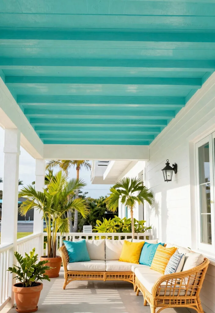 14 Cheap Porch Ceiling Ideas That Look High End 1. Painted Wood Panels 0
