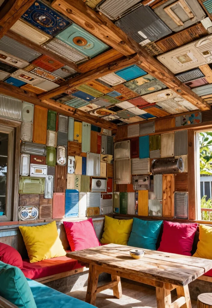14 Cheap Porch Ceiling Ideas That Look High End 10. Ceiling Tiles from Recycled Materials 0