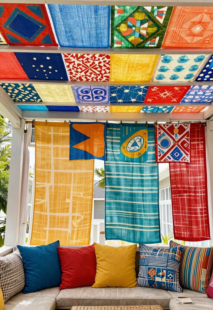 14 Cheap Porch Ceiling Ideas That Look High End 12. Outdoor Fabric Ceiling Tiles 0