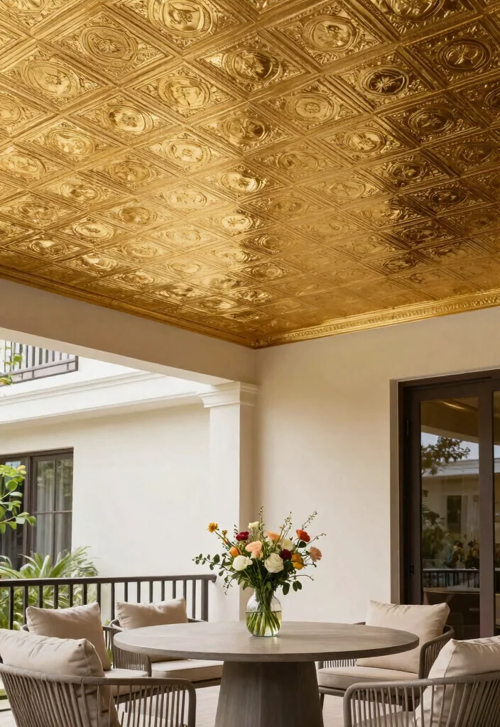 14 Cheap Porch Ceiling Ideas That Look High End 3. Faux Tin Tiles 0