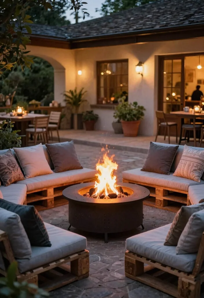14 DIY Pallet Patio Furnishings Ideas for an Affordable Outdoor Space 10. Pallet Fire Pit Seating 0