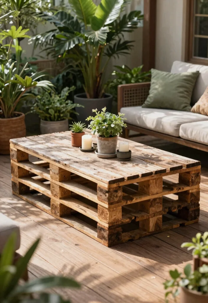 14 DIY Pallet Patio Furnishings Ideas for an Affordable Outdoor Space 2. Rustic Pallet Coffee Table 0
