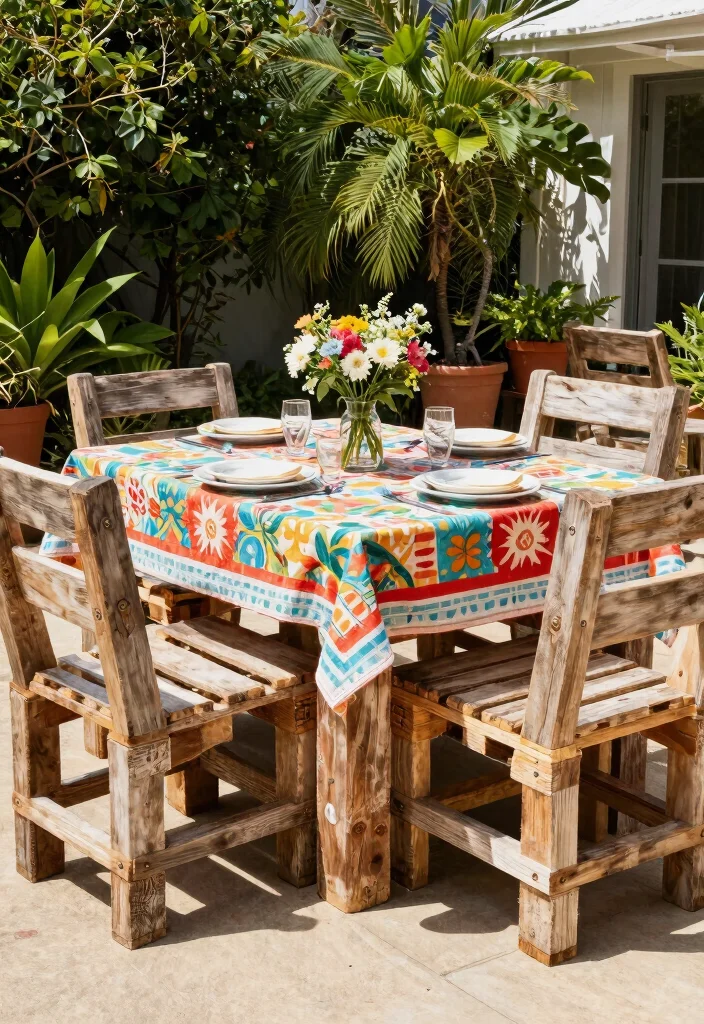 14 DIY Pallet Patio Furnishings Ideas for an Affordable Outdoor Space 6. Upcycled Pallet Dining Set 0