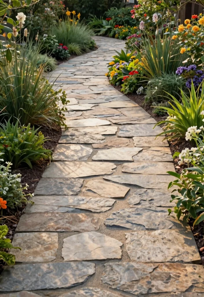 14 Front Yard Paver Concepts That Boost Curb Appeal 1. Natural Stone Pathway 0