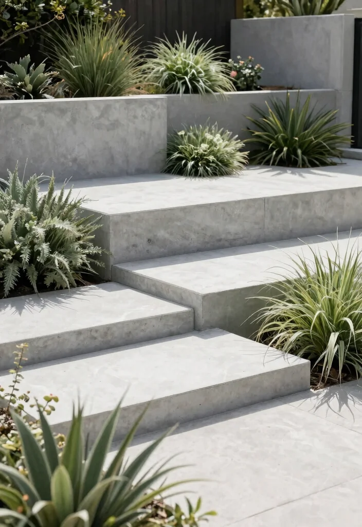 14 Front Yard Paver Concepts That Boost Curb Appeal 11. Geometric Concrete Design 0
