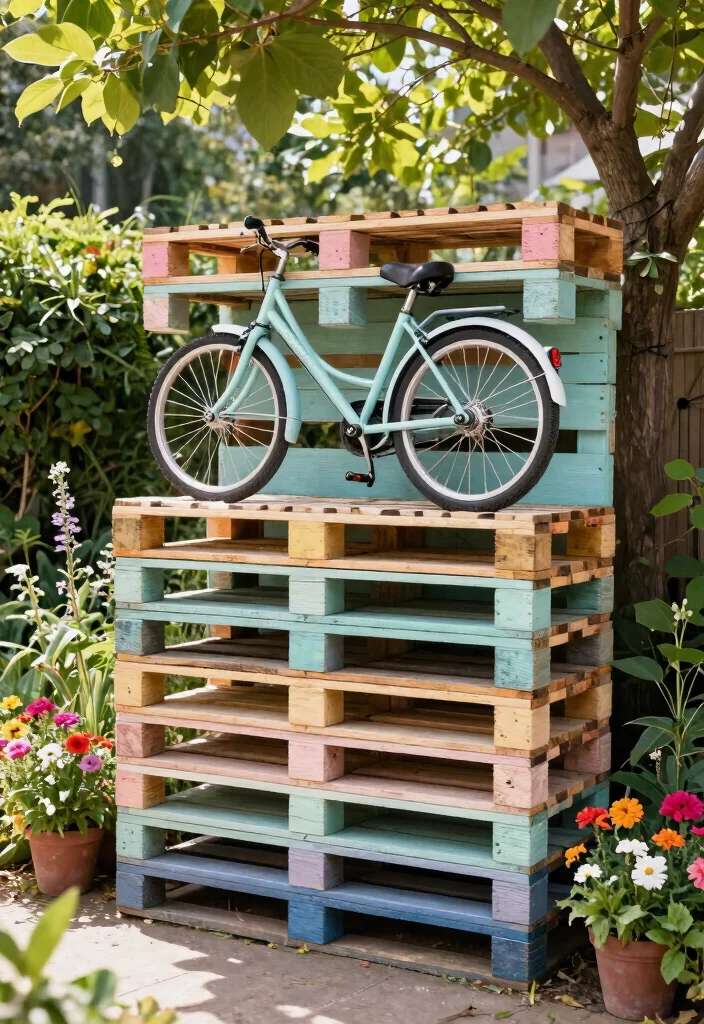 14 Outdoor Bike Storage Solutions That Keep Your Bike Safe Year Round 5. Vertical Pallet Bike Storage 0