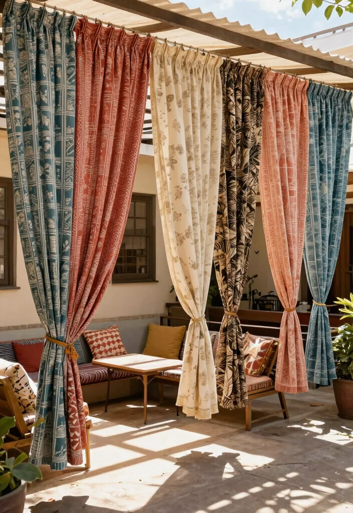 14 Outdoor Privacy Curtain Ideas for Patios Decks and Pergolas 11. Vintage Tablecloth Curtains 0