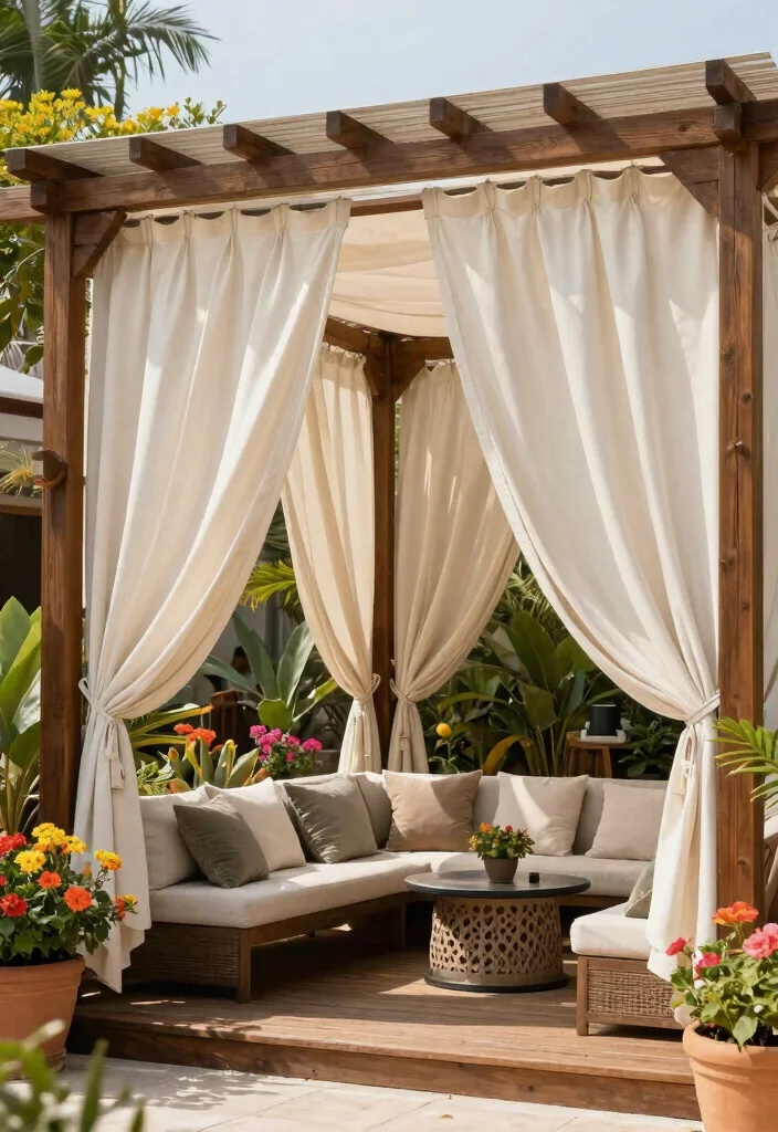 14 Outdoor Privacy Curtain Ideas for Patios Decks and Pergolas 12. Sailcloth Shade Curtains 0