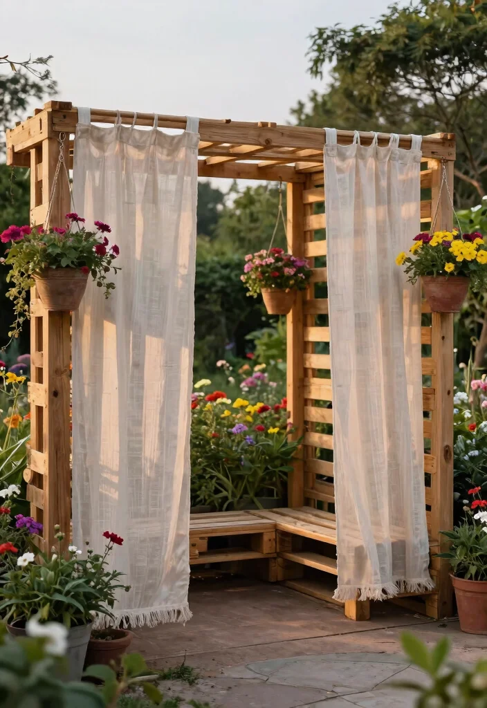 14 Outdoor Privacy Curtain Ideas for Patios Decks and Pergolas 4. Upcycled Pallet Curtains 0