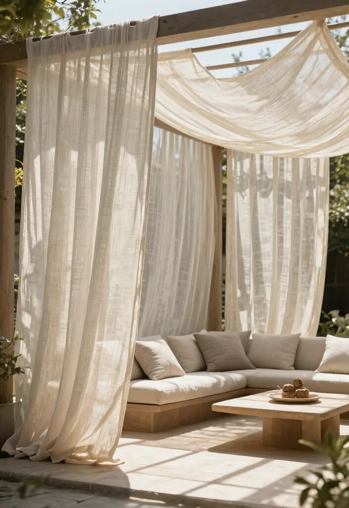 14 Outdoor Privacy Curtain Ideas for Patios Decks and Pergolas 8. Sheer Linen Drapes 0