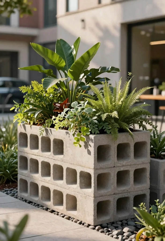 14 Planter Box Plans You Can Build for Any Skill Level 7. Concrete Block Planters 0