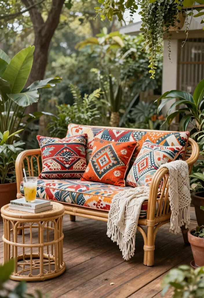 14 Rattan Patio Furniture Concepts for a Relaxed Boho Outdoor Space 1. Cozy Rattan Loveseat 0