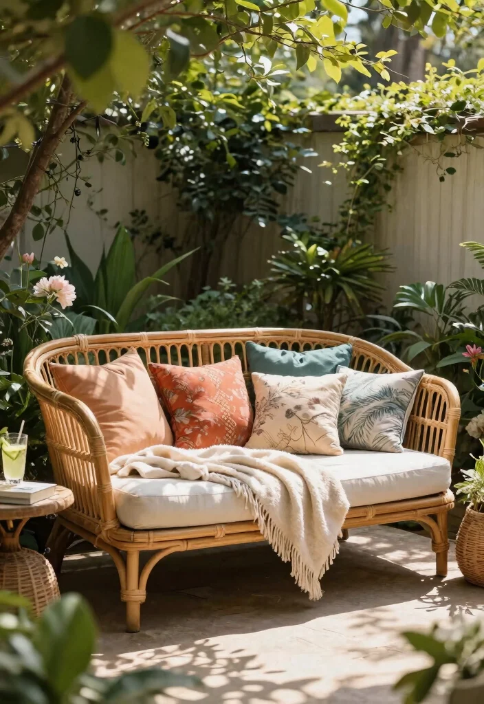 14 Rattan Patio Furniture Concepts for a Relaxed Boho Outdoor Space 6. Rattan Daybed 0