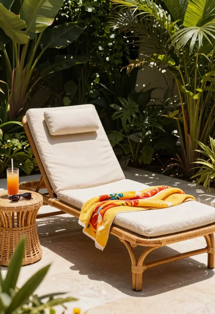 14 Rattan Patio Furniture Concepts for a Relaxed Boho Outdoor Space 7. Rattan Sun Lounger 0