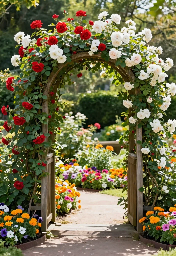 14 Rose Bed Ideas for a Lush and Beautiful Garden 2. Rose Arches for Stunning Entryways 0