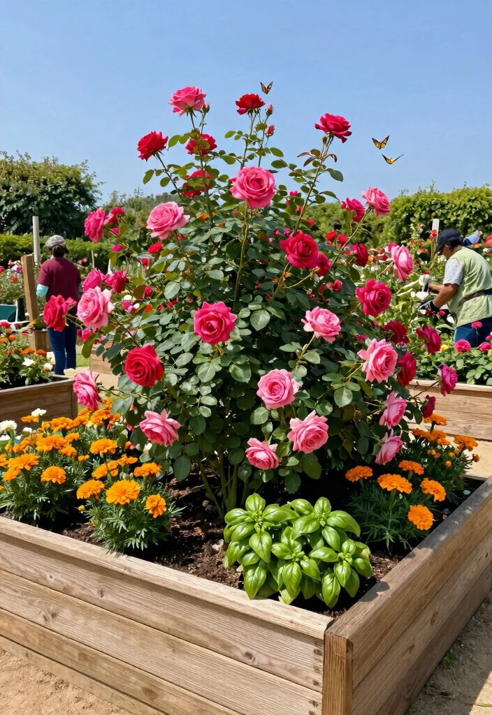 14 Rose Bed Ideas for a Lush and Beautiful Garden 3. Raised Rose Beds with Companion Plants 0