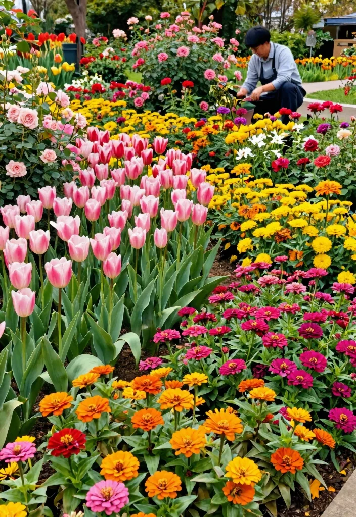 14 Rose Bed Ideas for a Lush and Beautiful Garden 9. Rose Beds with Seasonal Planting 0