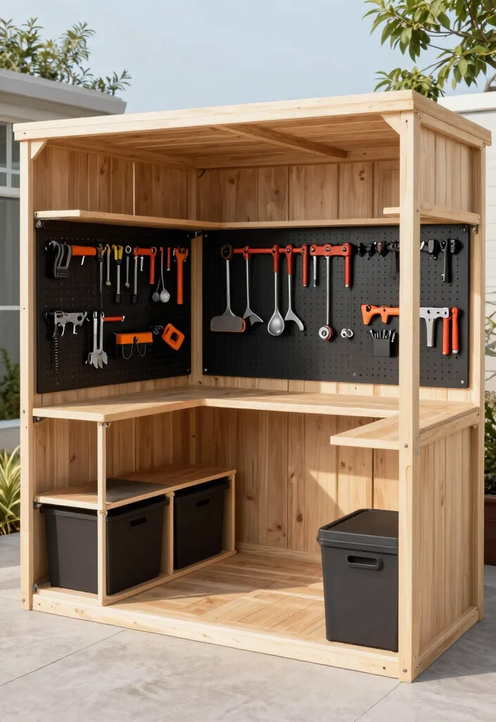 14 Storage Shed Design Ideas That Are Functional and Stylish 10. Shed with Multi Functional Storage Solutions 0