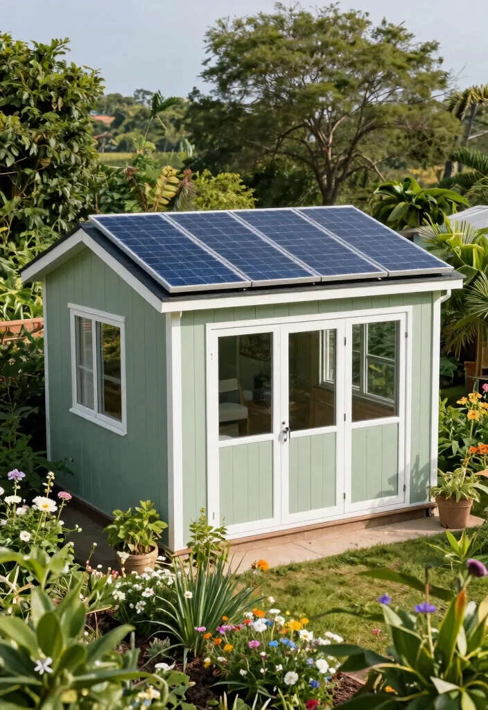 14 Storage Shed Design Ideas That Are Functional and Stylish 12. Garden Shed with Solar Panels 0