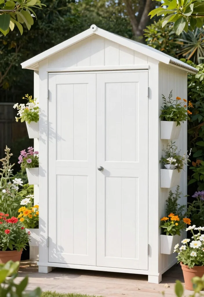 14 Storage Shed Paint Concepts to Refresh and Transform Your Yard 13. Minimalist White Clean and Simple 0