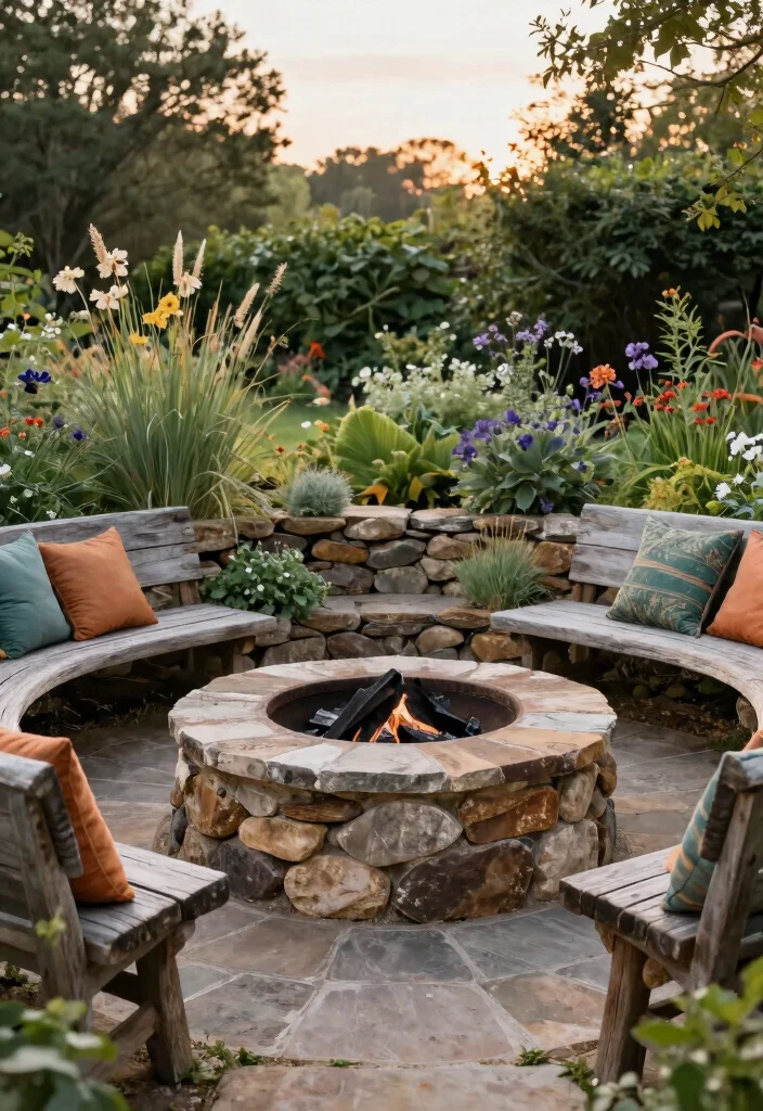 15 Backyard Fire Pit Inspirations for Cozy Outdoor Seating Areas 1. Rustic Stone Fire Pit 0