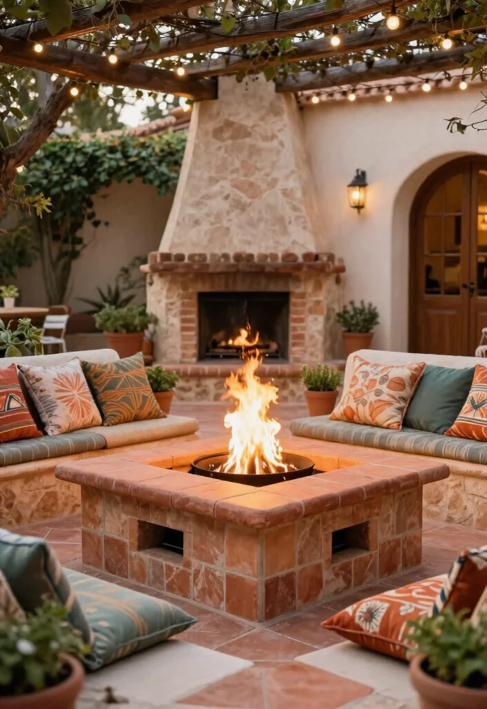 15 Backyard Fire Pit Inspirations for Cozy Outdoor Seating Areas 13. Fire Pit with Mediterranean Flair 0