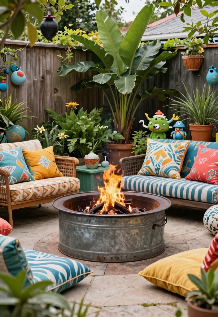 15 Backyard Fire Pit Inspirations for Cozy Outdoor Seating Areas 15. Upcycled Fire Pit 0