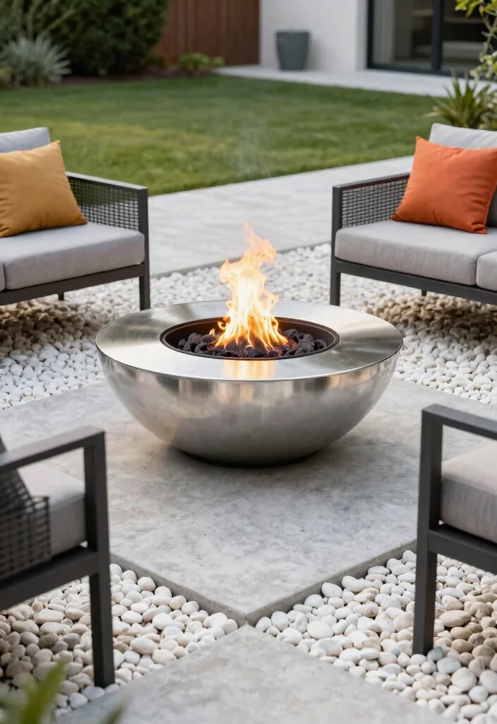 15 Backyard Fire Pit Inspirations for Cozy Outdoor Seating Areas 2. Modern Fire Bowl 0