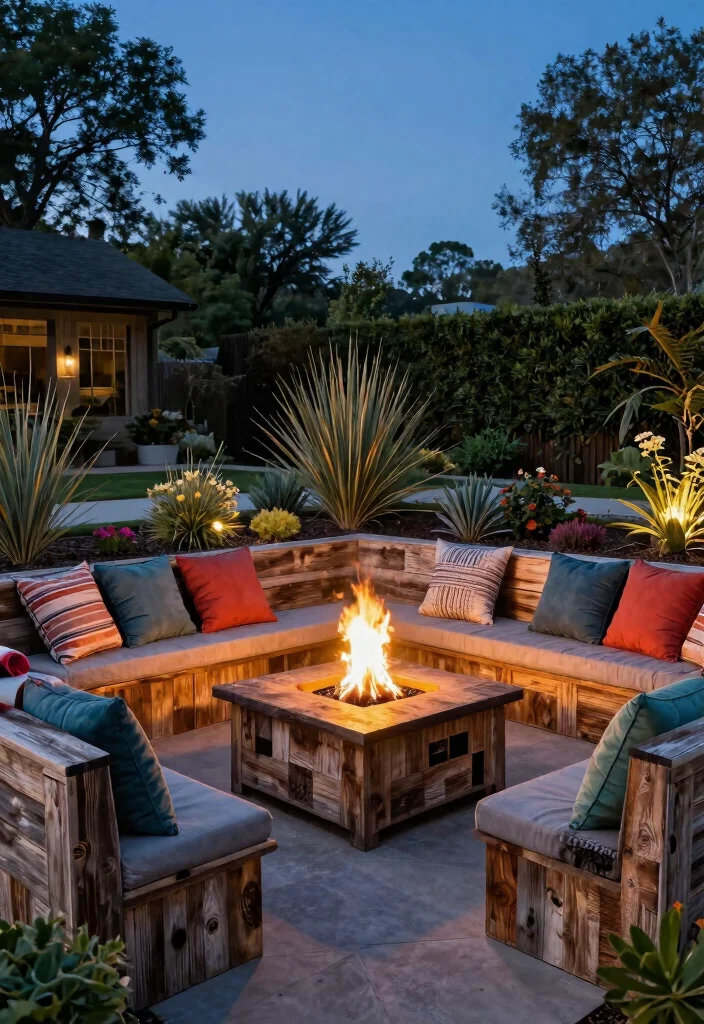 15 Backyard Fire Pit Inspirations for Cozy Outdoor Seating Areas 4. Fire Pit with Built In Seating 0