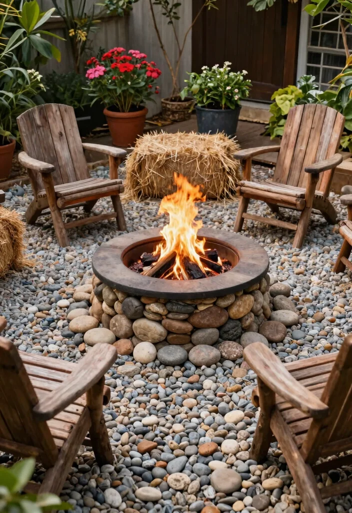 15 Backyard Fire Pit Inspirations for Cozy Outdoor Seating Areas 5. Fire Pit Surrounded by Gravel 0