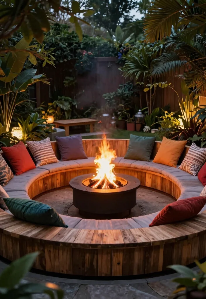 15 Backyard Fire Pit Inspirations for Cozy Outdoor Seating Areas 7. Circular Seating Around the Fire Pit 0