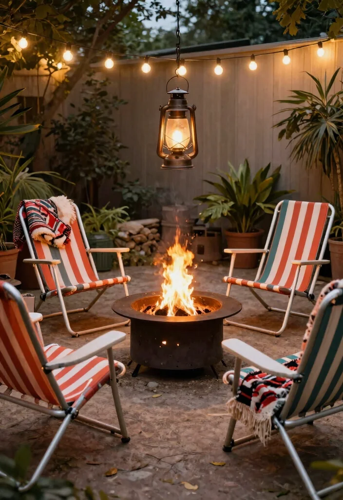15 Backyard Fire Pit Lounge Ideas for a Relaxed Outdoor Living Space 13. Retro Fire Pit Style 0