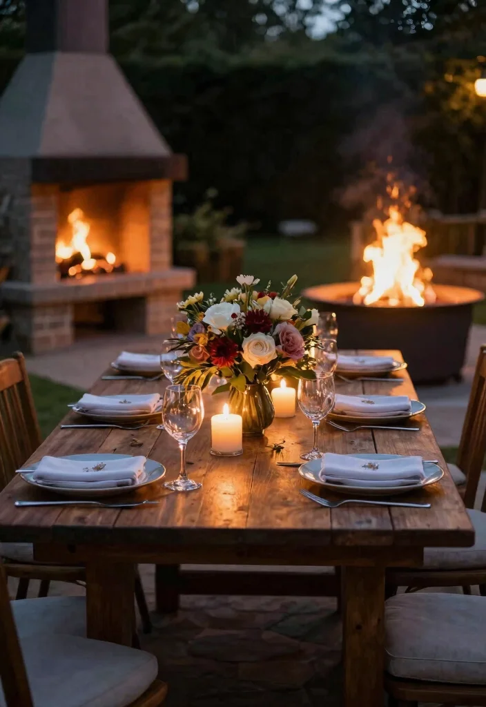15 Backyard Fire Pit Lounge Ideas for a Relaxed Outdoor Living Space 14. Outdoor Dining by the Fire 0
