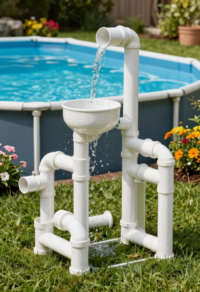 15 DIY Above Ground Pool Fountain Ideas on a Budget 1. PVC Pipe Fountain 0