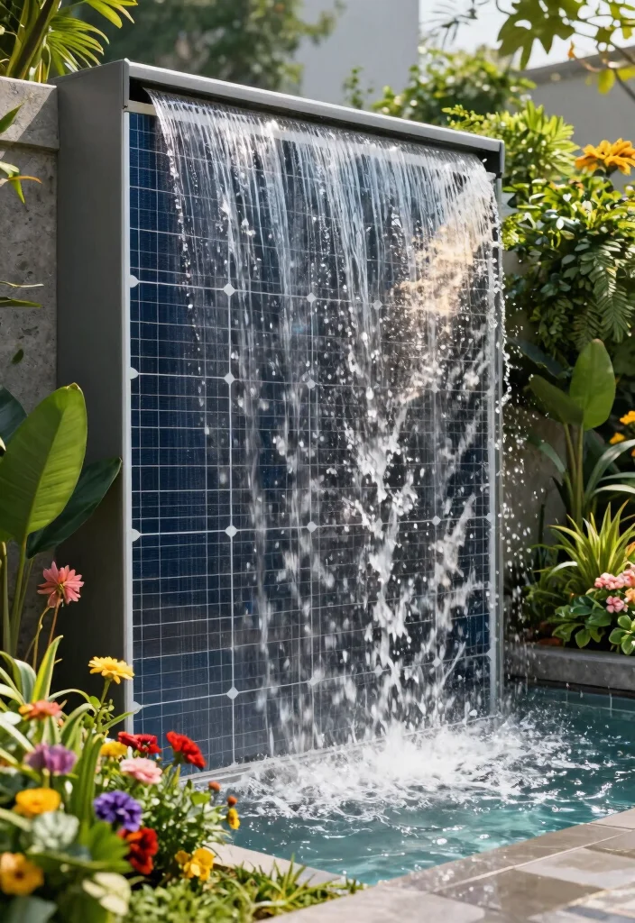 15 DIY Solar Water Feature Ideas That Need No Electricity to Run 13. Solar Powered Water Wall 0