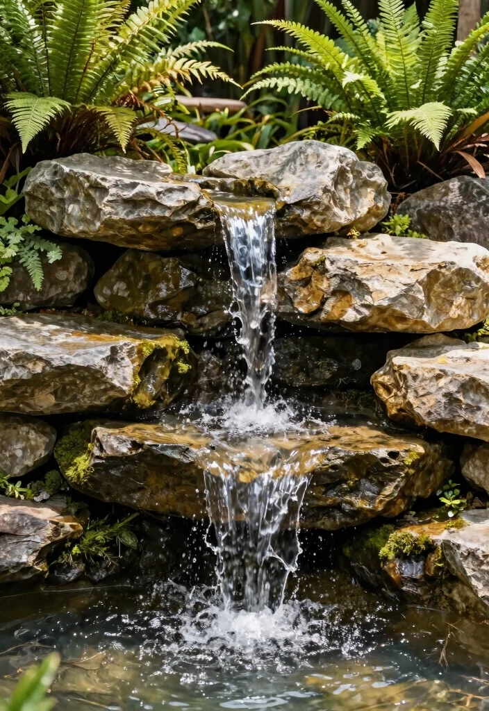15 DIY Solar Water Feature Ideas That Need No Electricity to Run 2. Elegant Stone Cascades 0