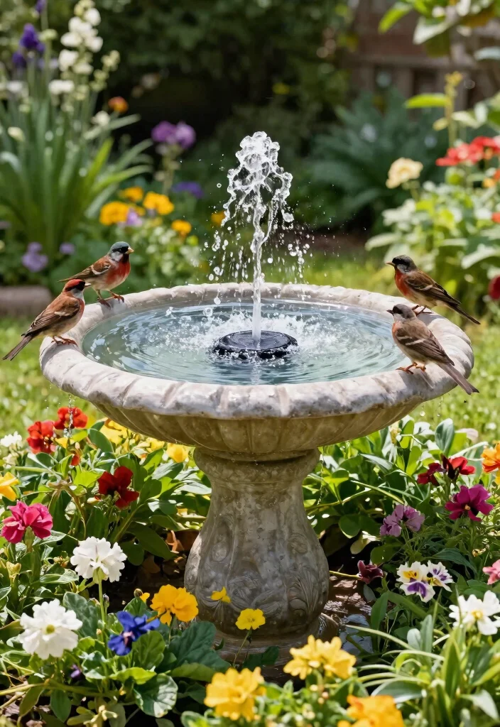 15 DIY Solar Water Feature Ideas That Need No Electricity to Run 3. DIY Solar Powered Birdbath Fountain 0