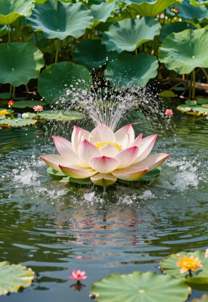 15 DIY Solar Water Feature Ideas That Need No Electricity to Run 4. Floating Lotus Solar Fountain 0
