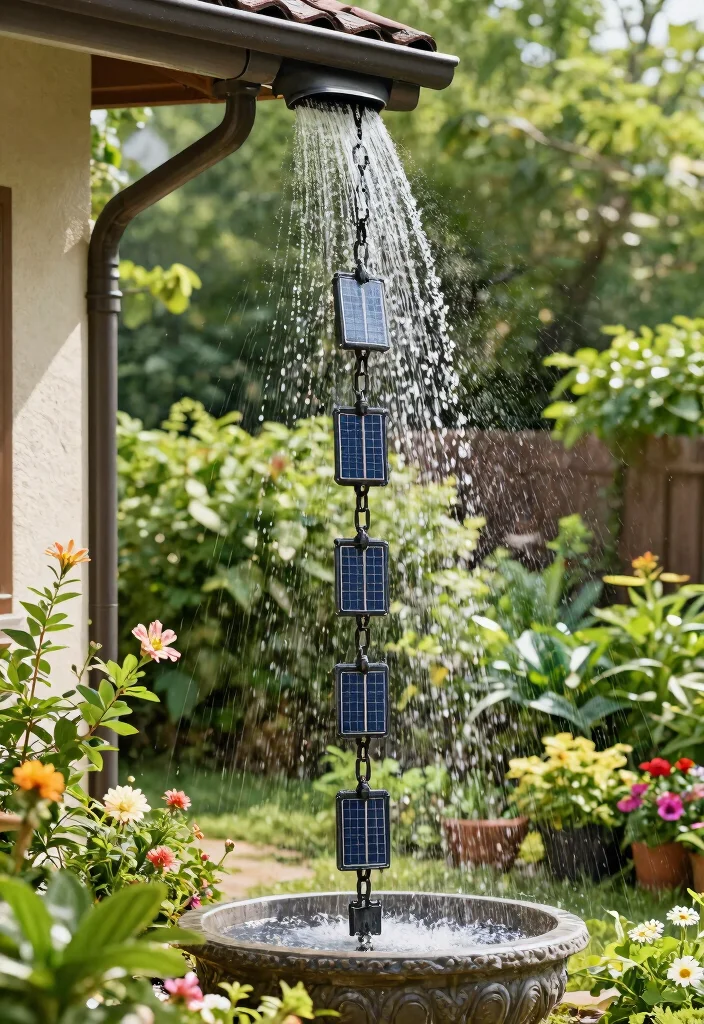 15 DIY Solar Water Feature Ideas That Need No Electricity to Run 8. Solar Powered Rain Chain 0