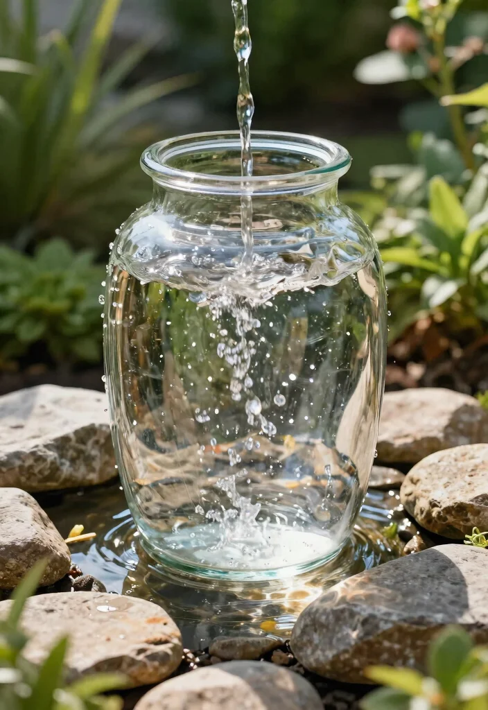 15 DIY Solar Water Feature Ideas That Need No Electricity to Run 9. Glass Jar Fountain 0