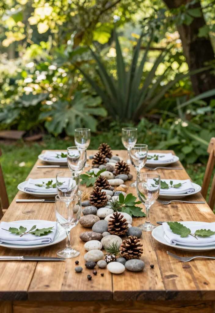 15 Outdoor Table Decor Ideas for a Stylish Al Fresco Setup 13. Nature inspired Table Settings 0