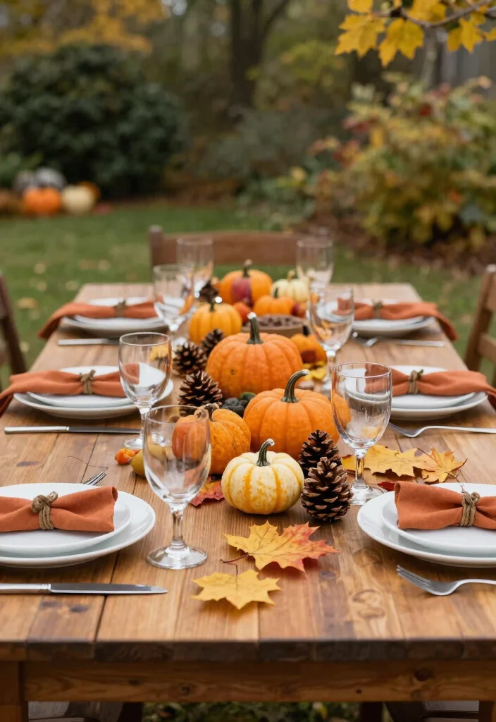 15 Outdoor Table Decor Ideas for a Stylish Al Fresco Setup 15. Seasonal Themed Decor 0